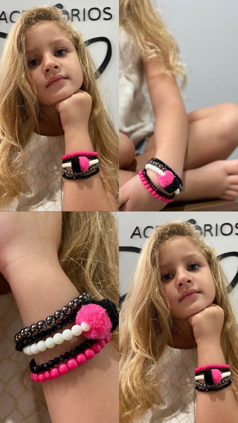 Pulseira Pom Pom Rosa