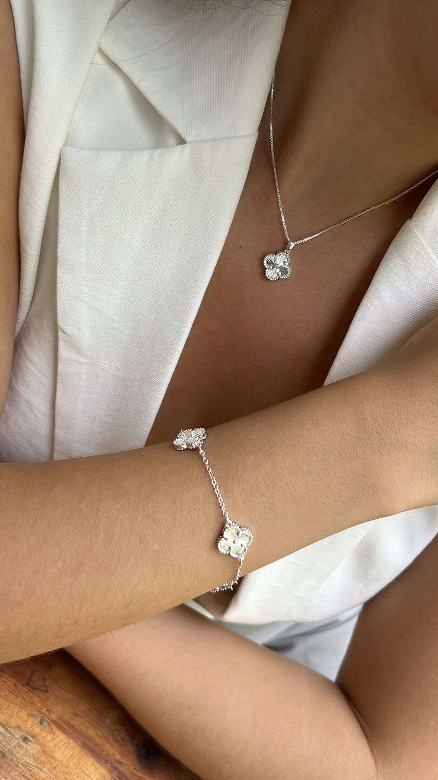 Pulseira Trevo Prata