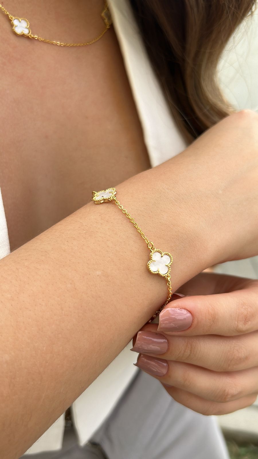 Pulseira Trevo Branco