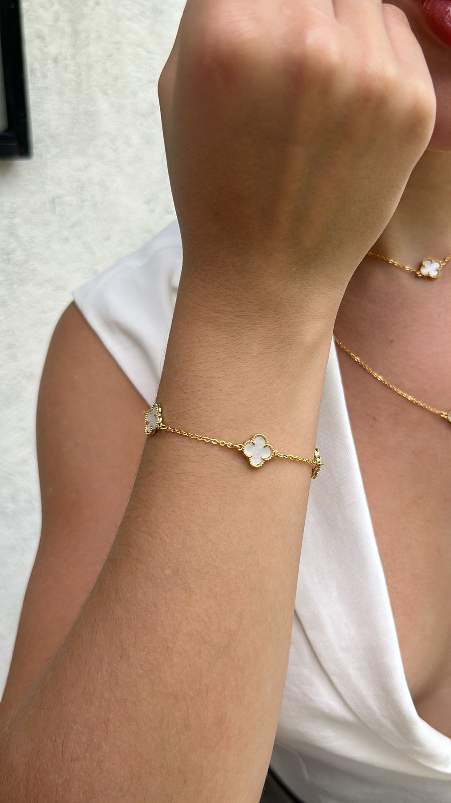 Pulseira Trevo Branco