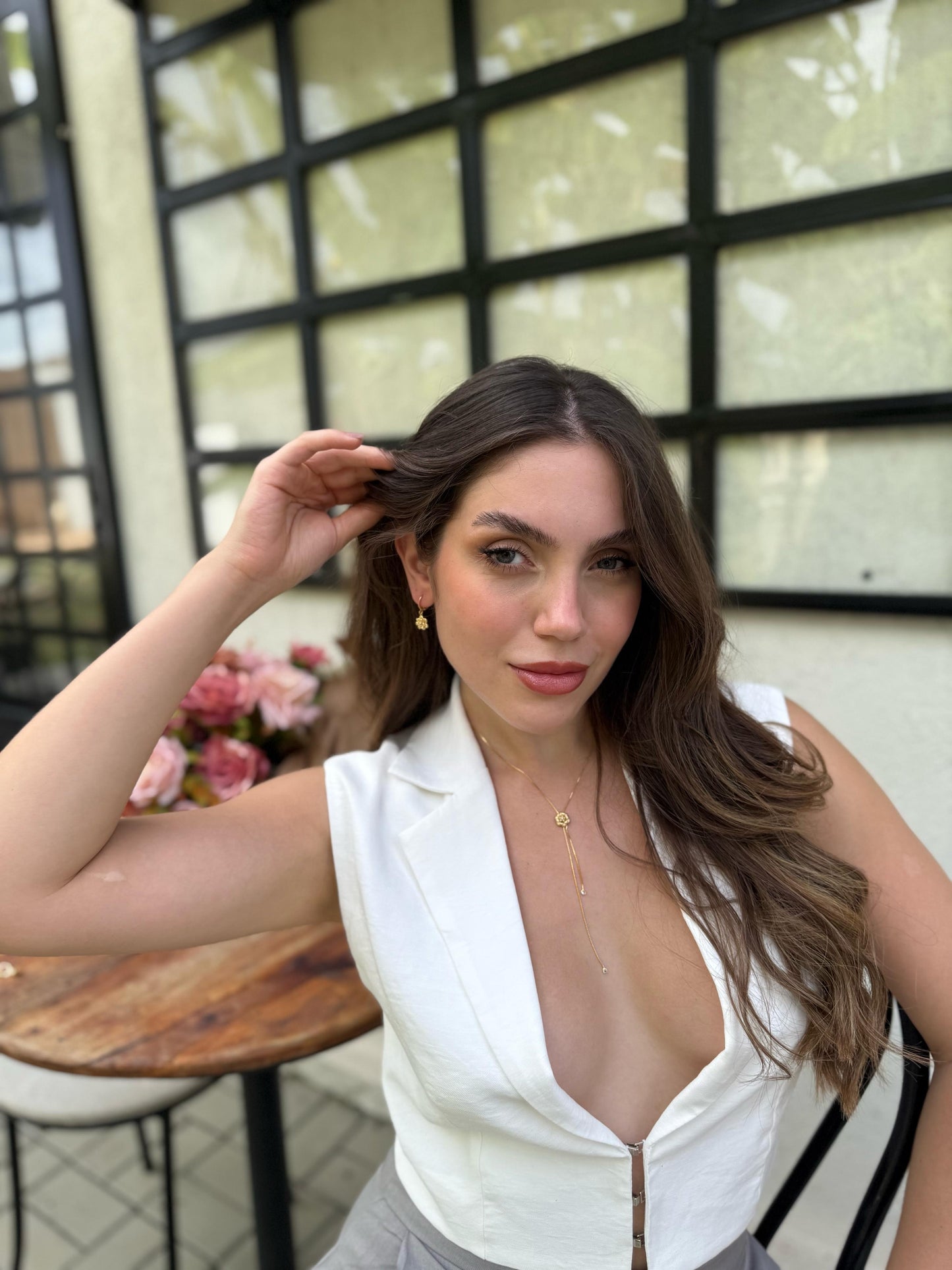 Brinco Rosa Dourada