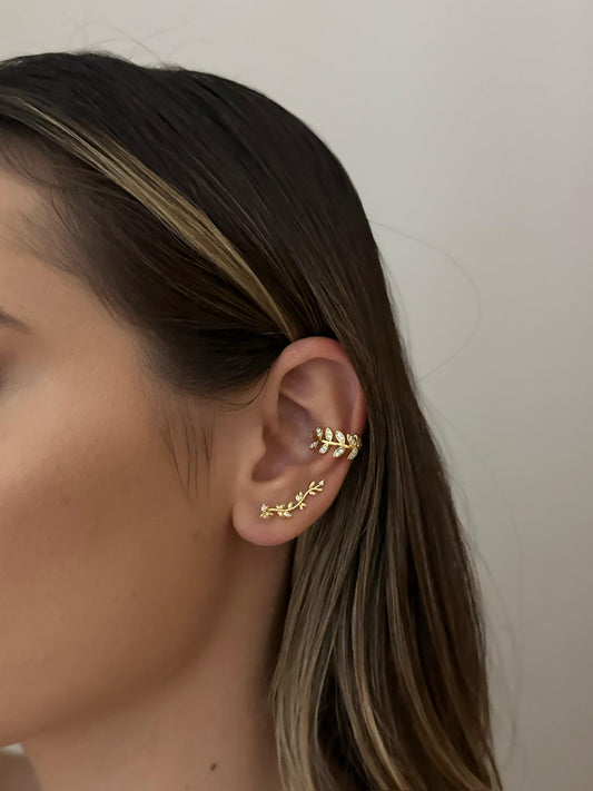 Brinco Ear Cuff Folha de Trigo