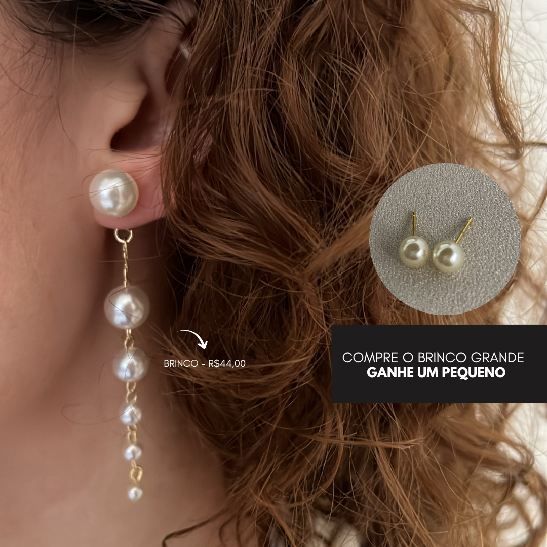 Brinco Longo Pérola (ganhe um brinquinho de pérola)