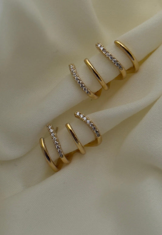 Brinco Quatro Tiras Zircônia