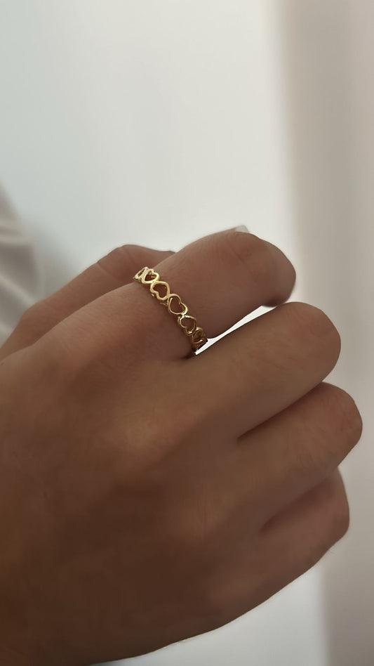 Anel Corações Dourado